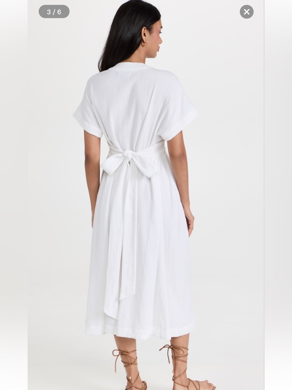 Hatch The Carolina Dress White Gauze Midi Dress 100% Cotton Medium (2) - Picture 6 of 6